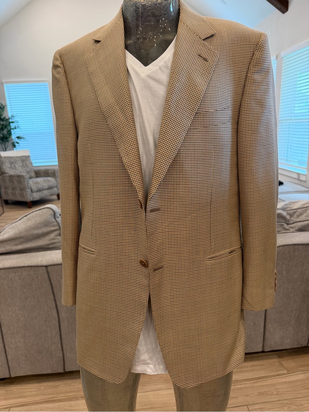 Canali Tan Houndstooth Sport Coat